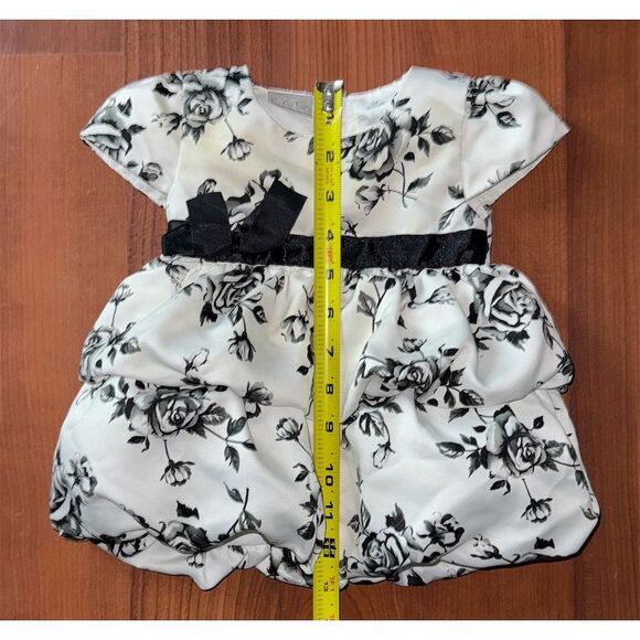 FAO Schwarz Baby Girls Floral Party Dress Size 6M Black black velvet and satin - Picture 9 of 10